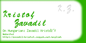 kristof zavadil business card